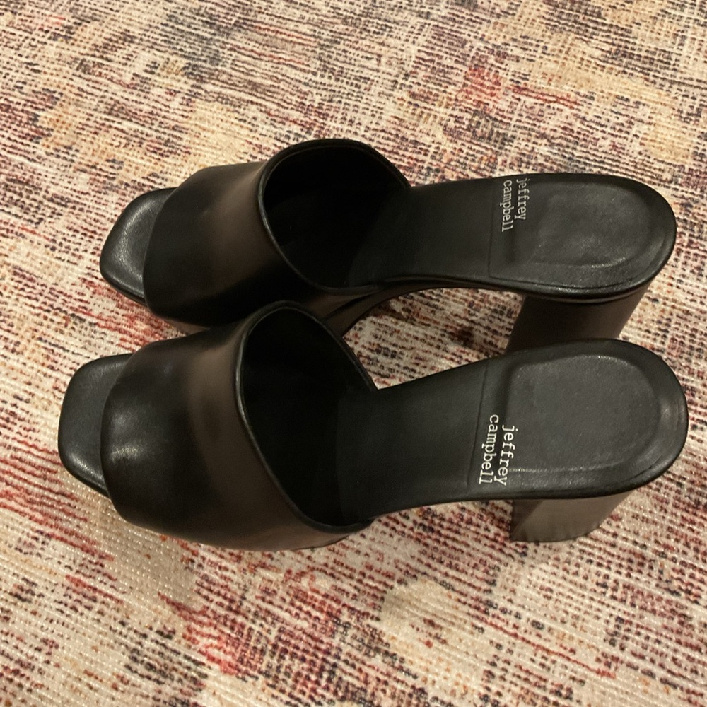 Jeffrey Campbell Black Leather Mules